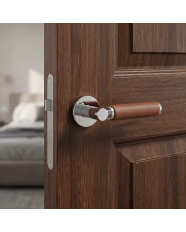 High-end light leather door handle TUPAI 4200/200 round - MillaHandles