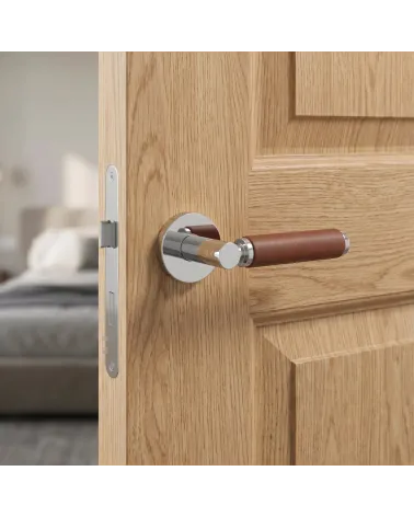 High-end light leather door handle TUPAI 4200/200 round - MillaHandles