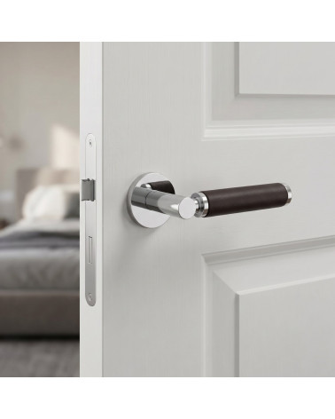 Premium dark leather door handle TUPAI 4200/201 round - MillaHandles