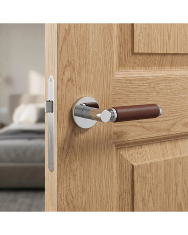 Premium dark leather door handle TUPAI 4200/201 round - MillaHandles