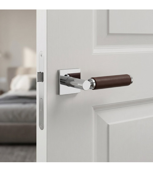 Contemporary dark leather door handle TUPAI 4200/201 square - designer handle