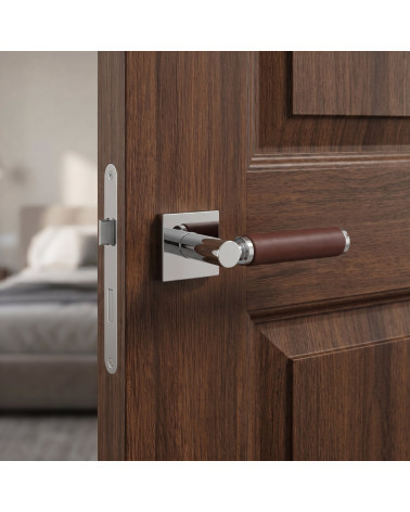 High-end dark leather door handle TUPAI 4200/201 square - MillaPoignées
