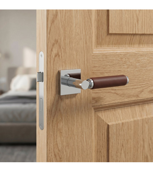 Contemporary dark leather door handle TUPAI 4200/201 square - designer handle