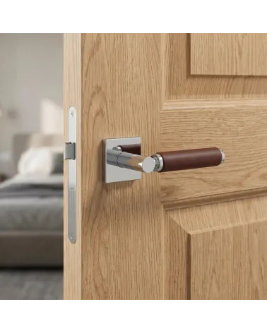 High-end dark leather door handle TUPAI 4200/201 square - MillaHandles