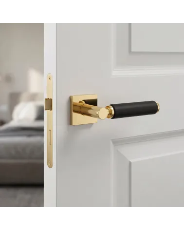 Premium contemporary leather door handle TUPAI 4200/202 square - MillaHandles