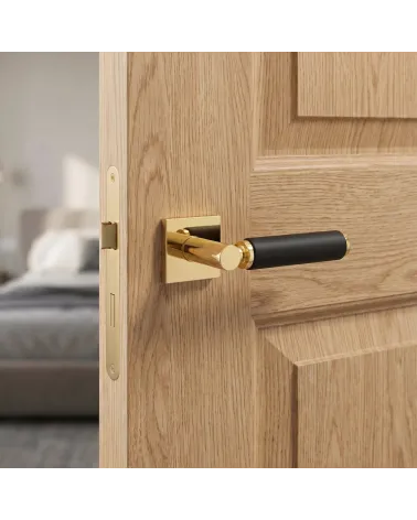 Premium contemporary leather door handle TUPAI 4200/202 square - MillaHandles
