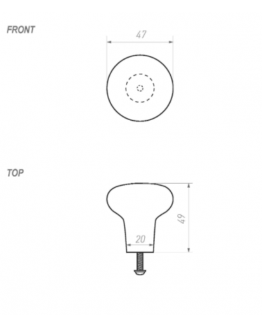 Bronze furniture knob PT45 - designer handle