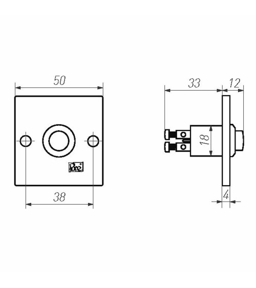 Square doorbell Dauby Pure in bronze - doorbell button 50RBS - designer handle