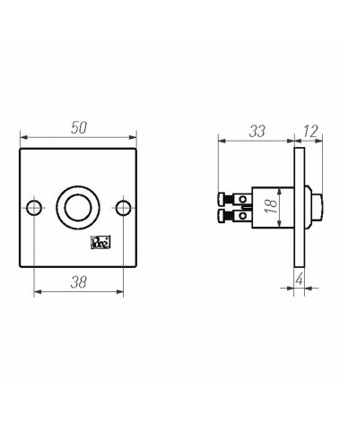 Square doorbell Dauby Pure in bronze - doorbell button 50RBS - designer handle