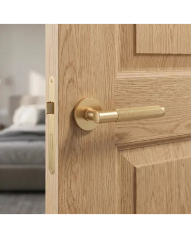 Warm and Luxurious Satin Gold Door Handle – Time Slim Model