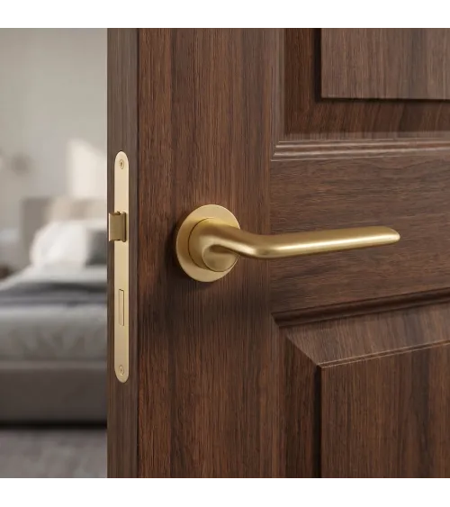 Matt brass Ento Elan door handle designer handle