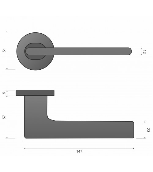 Black and gold two-tone round door handle Ferrara - designer handle