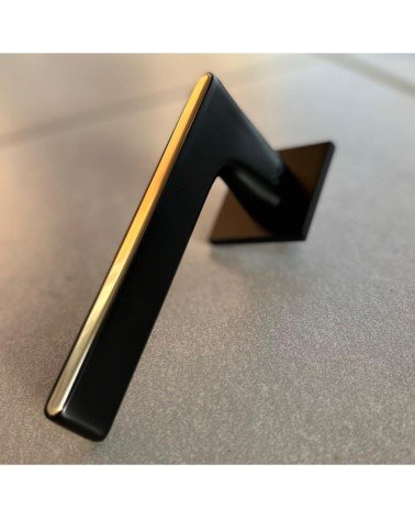 Black and Gold Two-Tone Door Handle on a square plate - Ferrara model - designer handle