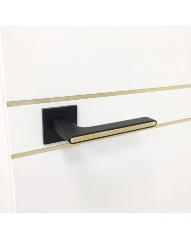 Black and Gold Two-Tone Door Handle on a square plate - Ferrara model - designer handle