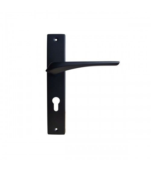Black door handle on long backplate - Adel model - designer handle