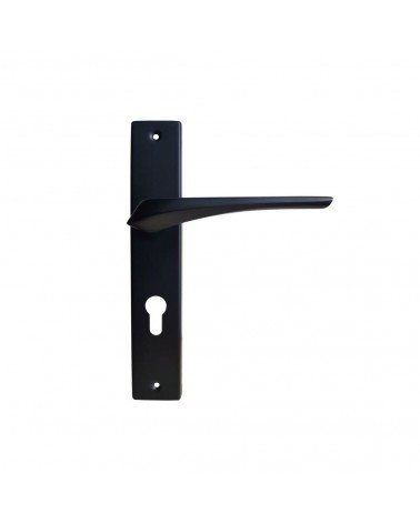 Black door handle on long backplate - Adel model - designer handle