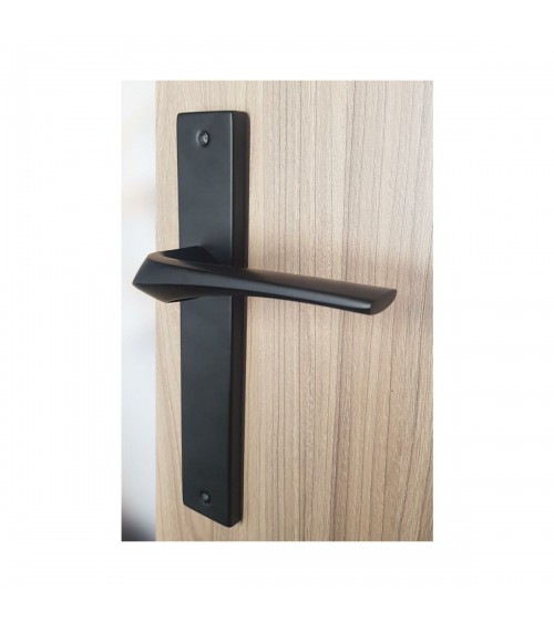 Black door handle on long backplate - Adel model - designer handle