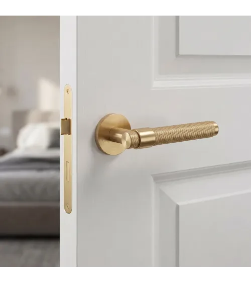 Satin Gold Door Handle Line GHOST Round - designer handle