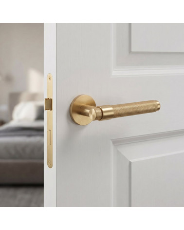 Satin gold door handle Line GHOST round - Millapoignées