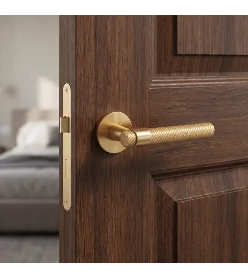 Satin Gold Door Handle Line GHOST Round - designer handle