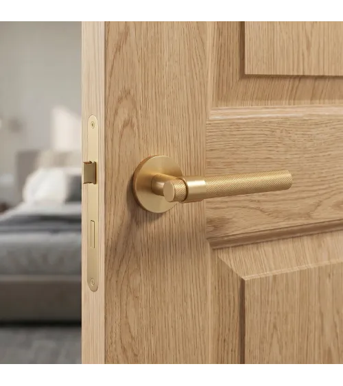 Satin Gold Door Handle Line GHOST Round - designer handle