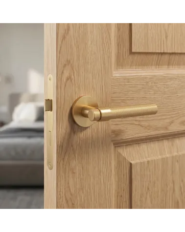 Satin gold door handle Line GHOST round - Millahandles