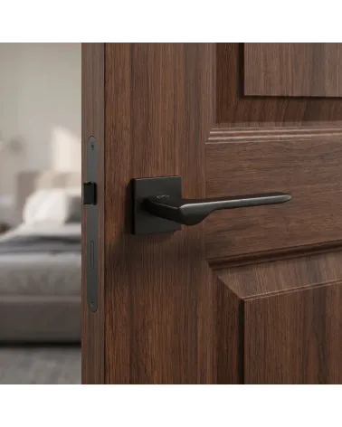 Square black LIGNE door handles