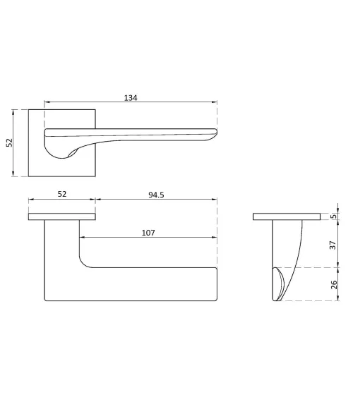 Brushed nickel IRIS door handle designer handle