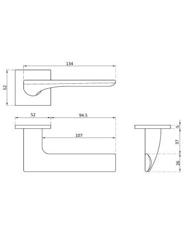 Brushed Nickel Door Handle with a soft tone - IRIS Model