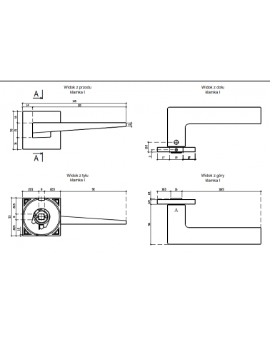 EDA door handle with dimensions