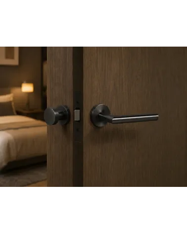 Low-projection black door handle – ideal for roller shutters and double communicating doors – Altesse model