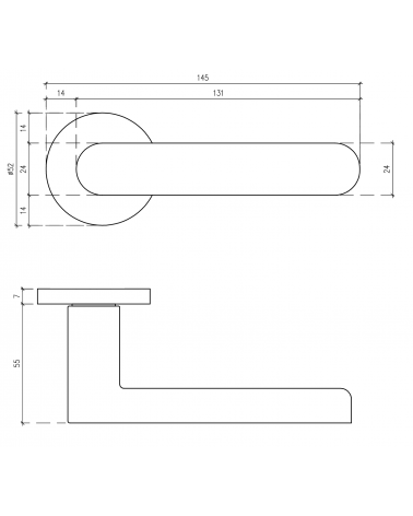 ALORA door handle with dimensions