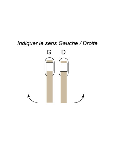 IRATY window handle in beech wood and brushed stainless steel — fitting orientation diagram, right or left