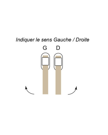 IRATY window handle in beech wood and brushed stainless steel — fitting orientation diagram, right or left
