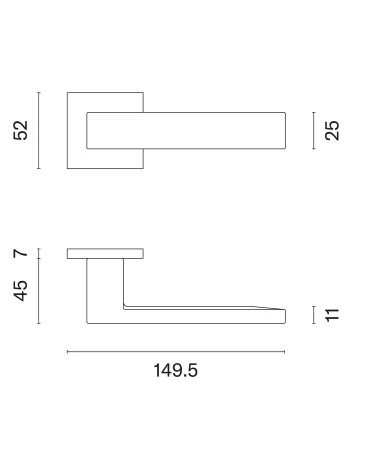 PINA door handle with dimensions