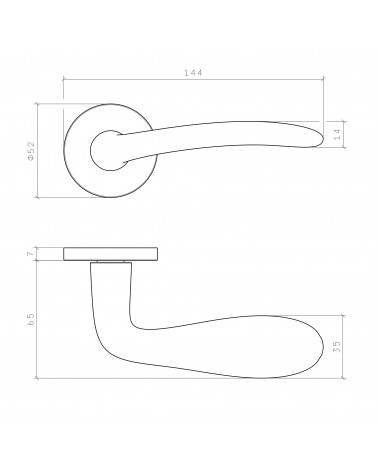 AMBROSIA door handle with dimensions