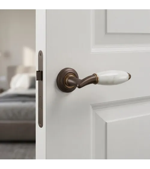 Mandelli Paros sculptured bronze door handle designer handle