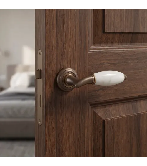Mandelli Paros sculptured bronze door handle designer handle