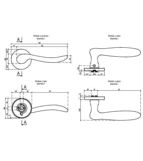 Polished gold NERINA door handle designer handle