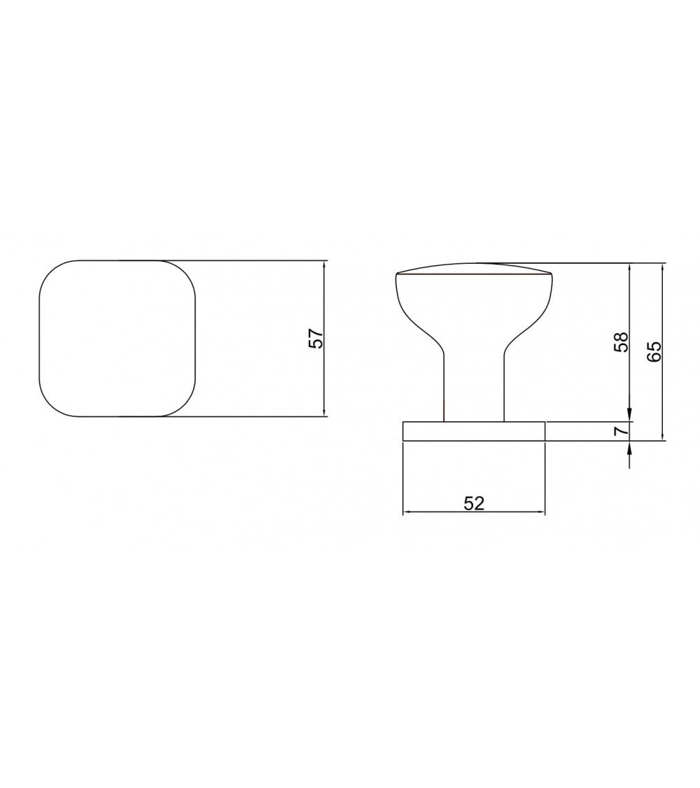 Black KIAMA square door knob - designer handle
