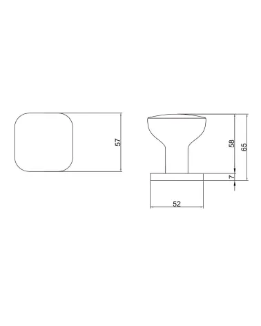 Black KIAMA square door knob - designer handle