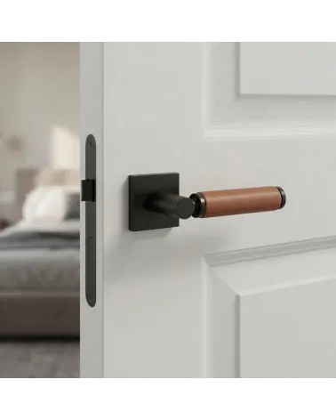 Brass and Light Leather Door Handle | Artisan Elegance