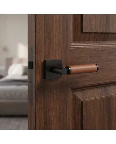Brass and Light Leather Door Handle | Artisan Elegance