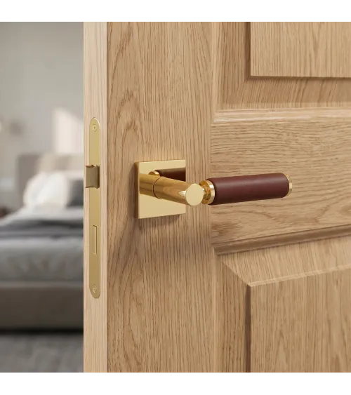 Contemporary light leather door handle TUPAI 4200/200 square - design handle