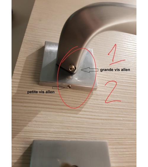 Small Allen head conical screw bolt (grub screw) for door handle - designer handle