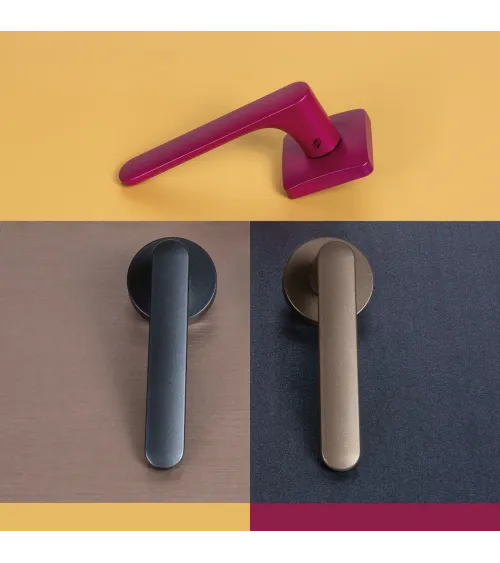 Brown door handle, square plate - Colombo Design Mood - designer handle