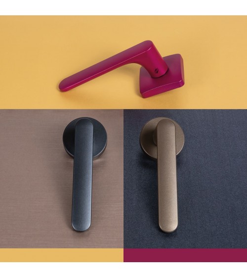 Brown door handle, square plate - Colombo Design Mood - designer handle
