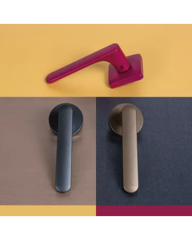 Brown door handle, square plate - Colombo Design Mood - designer handle