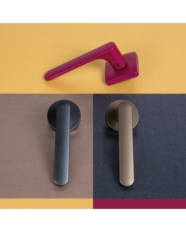 Brown door handle, square plate - Colombo Design Mood - designer handle