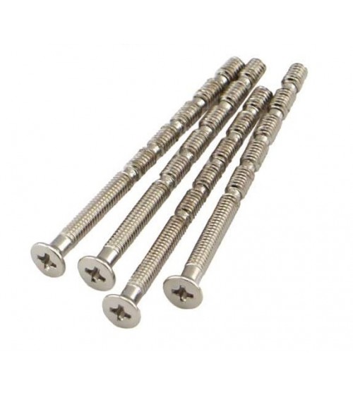 M4 through-threaded rod 10cm long on a table, with a wooden ruler and white millapoignees business card